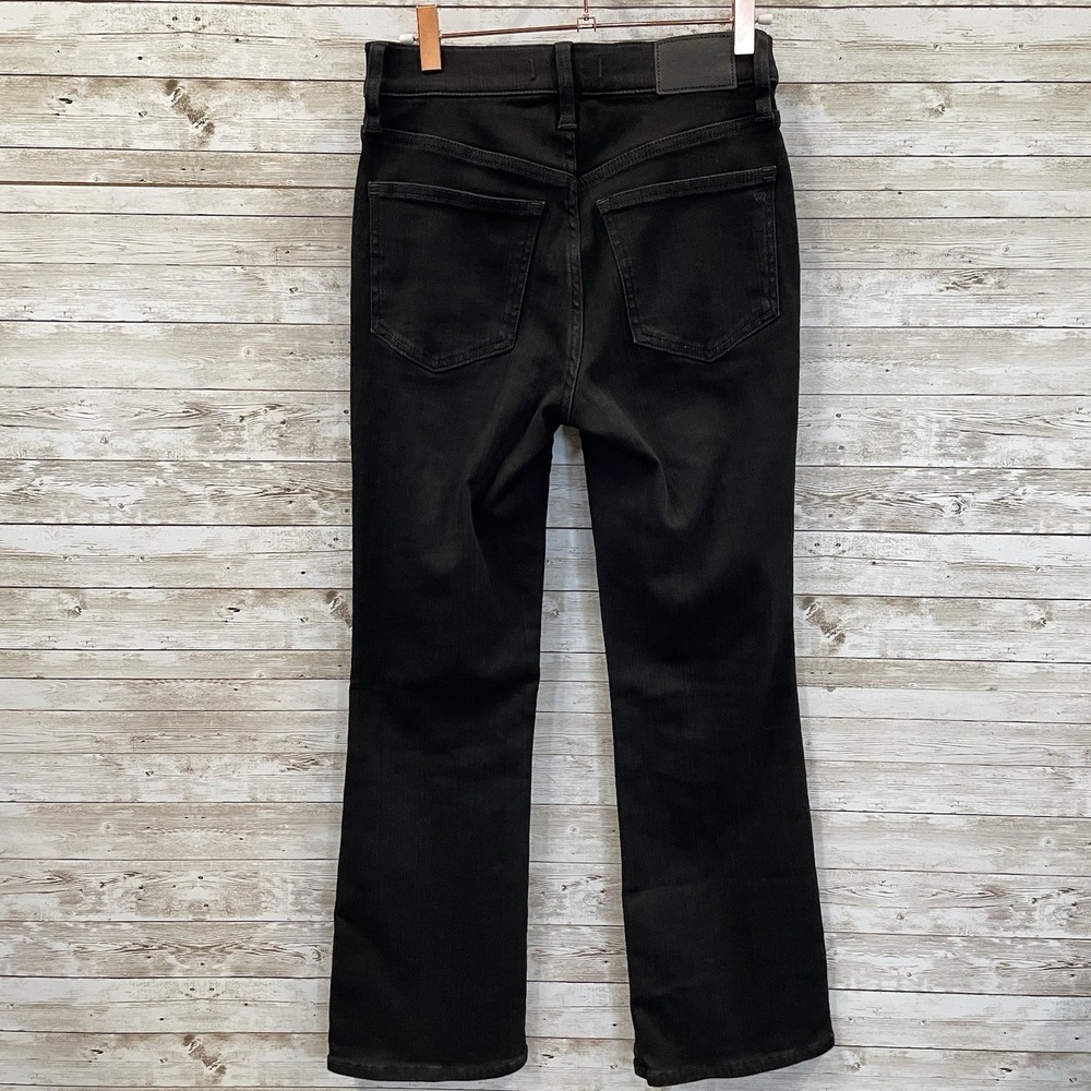 Madewell Womens 26 Jeans Black Denim Mid Rise Kick Out Stretch Cotton Blend - Picture 4 of 11